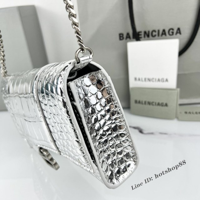 Balenciaga專櫃爆款鱷魚紋牛皮女包鏈條包 巴黎世家經典小號沙漏包鏈條斜挎包 fyj1054